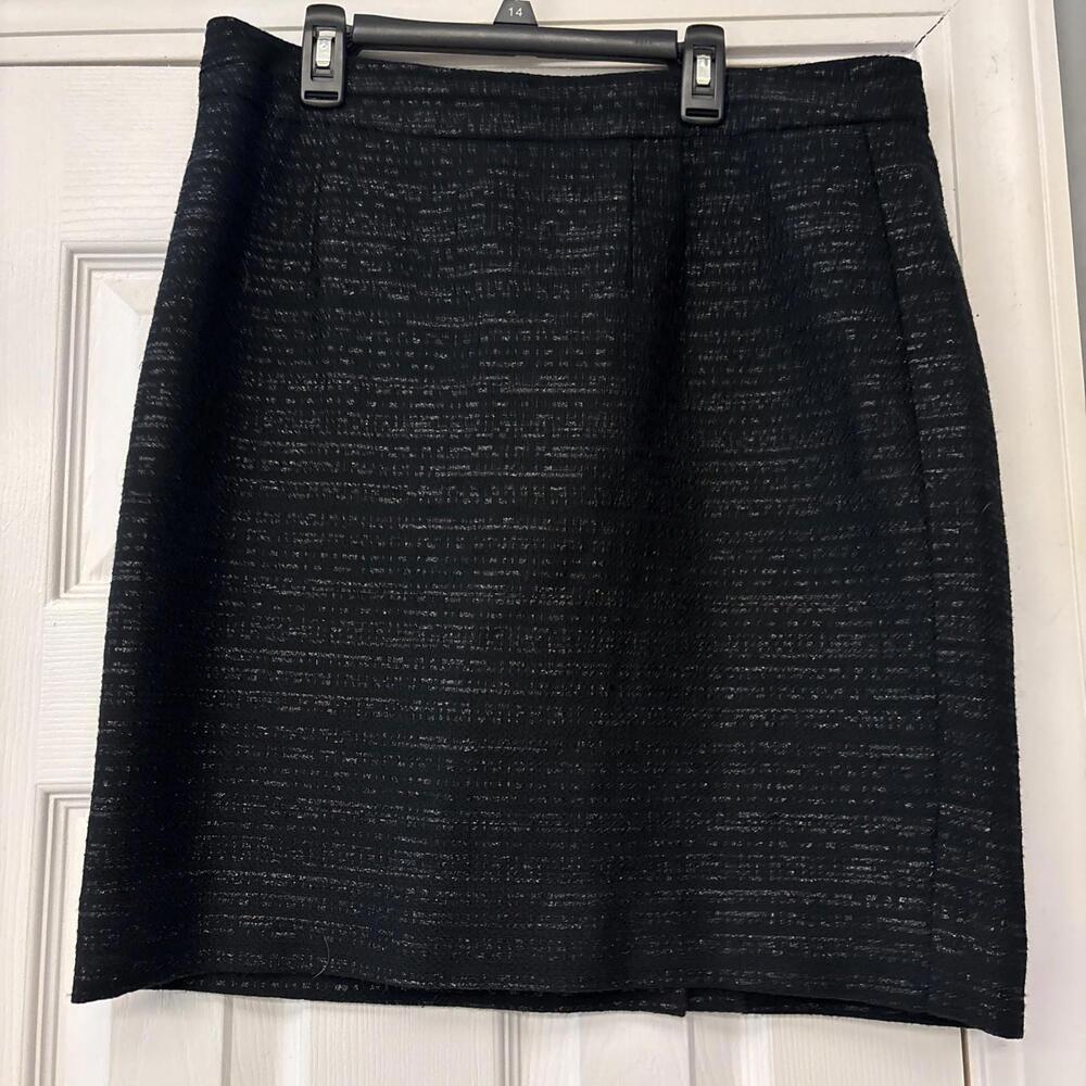 Nordstrom Trina Turk Black Metallic Silver High Rise Pencil Skirt Size 12 Party